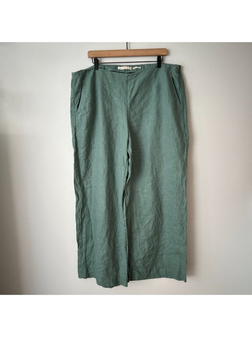 Abercrombie & Fitch Linen Collection Wide Leg Green Linen Pants Women's Size 33